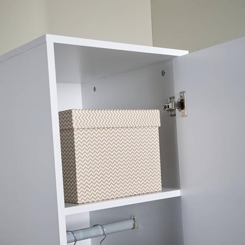 Home Source Phoenix Wardrobe with 1 Door | 180cm Tall White| Hanging Rail & Storage Shelf | Contemporary Bedroom Furniture | 40D x 48W x 180H cm - Image 6