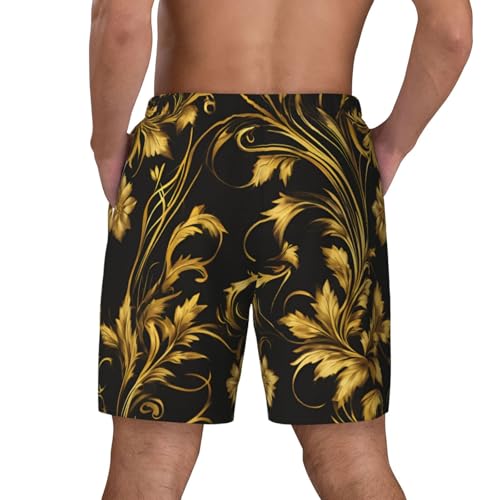 Gold Black Print Men Stylish Functionality Swim Trunks Breathable Beach Shorts Surfing Gym Fishing4