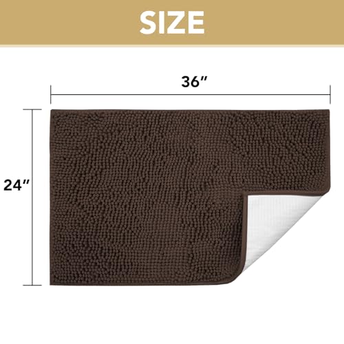 Image of H.VERSAILTEX Dog Door Mat for Muddy Paws Absorbent Dirt Trapper Non Slip Quick Dry Washable Chenille Mats for Dogs Entry Rug for Indoor Outdoor (Chocolate, 24 inch x 36 inch)