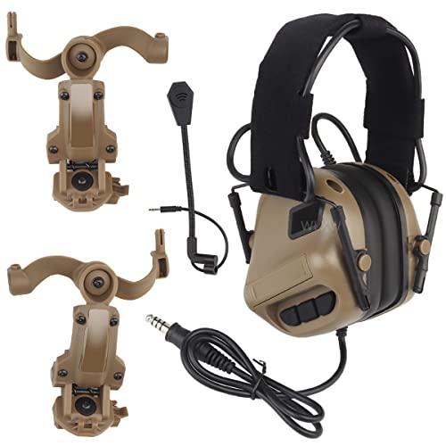 Casque tactique airsoft WLXW avec cache-oreilles anti-bruit et adaptateur rail Arc
