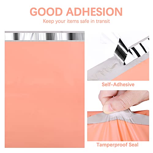 Image of Metronic Poly Mailers 12x15.5 200 Pack Self-Seal Shipping Bags, Peach Pink | Strong Adhensive, 2Mil Thick, Waterproof, Tear-resistant, Mailers Poly Bags Shipping Envelopes for Clothes and Small Business