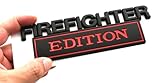 1pc Big Size Firefighter Edition Emblem, Firefighter Edition Decal Car Badge for Pickup Truck Car Truck Motorcycle F150 F250 F350 (Red)