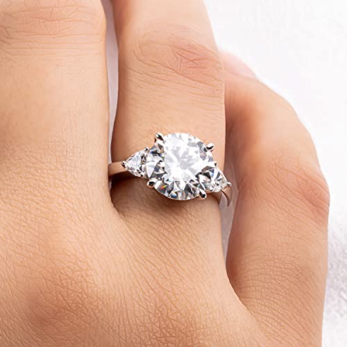 AnuClub 4.6ct Moissanite 3 Stone Engagement Rings D Color VVS1 Round Cut 925 Sterling Silver Anniversary Wedding Promise Ring for Women Size 5.5 by AnuClub - Used condition - Image 5