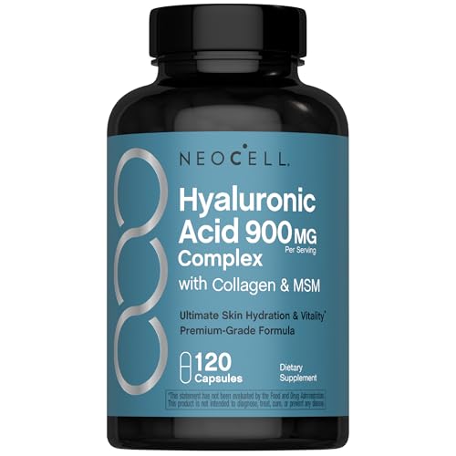 NeoCell Hyaluronic Acid Complex 900mg | 120 Capsules | with BioActive Collagen Peptides & MSM | Premium Grade Formula