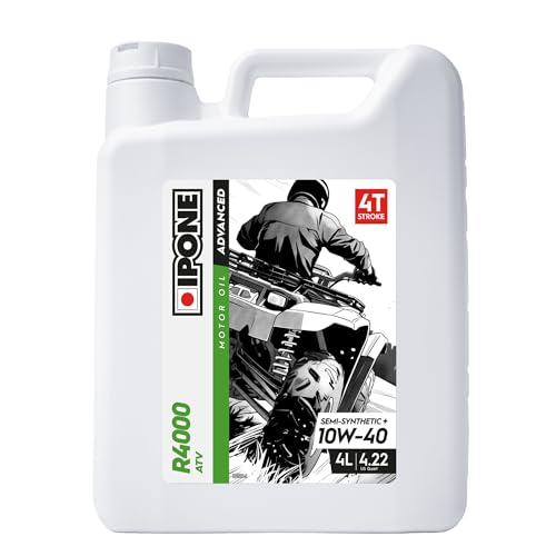 IPONE - Huile Quad 4 Temps ATV 4000 RS 10W40 - Bidon 4 Litres - Lubrifiant Semi-Synthétique avec Esters - Résistance Exceptionnelle à l'Usure et Protection du moteur, noir
