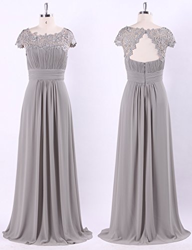 Ever-Pretty HE09993 Womens Cap Sleeve Floor Length Chiffon Prom Gown Mother Of Bride Dress Grey Us10 thumb #4