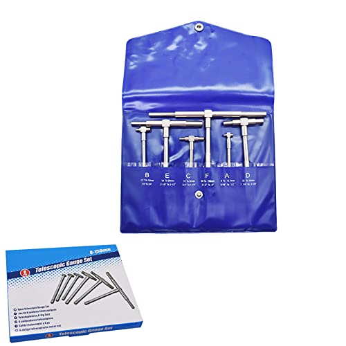 Liguvcy Precision Telescopic Gauge Set T-Bore Gauge 5/16-6 Inch With Bag 6 Pieces #TOP4
