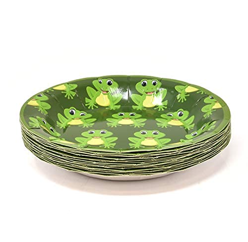 Frog Party Supplies Tableware Set 24 9" Paper Plates 24 7" Plate 24 9 Oz Cups And 50 Lunch Napkins For Green Frogs Camping Baby Shower Birthday Dinnerware Decorations #TOP2