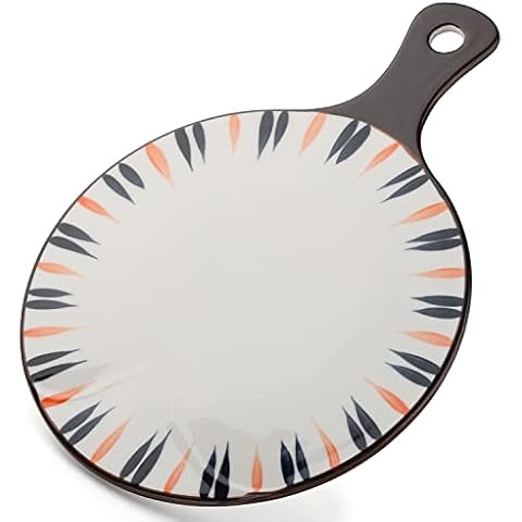 Ceramics Pizza Peel 8 Inch Pizza Spatula Paddle with Handle Round Pizza Peel for Baking Homemade Pizza Bread Ovens (8 x 11, Red) Cover