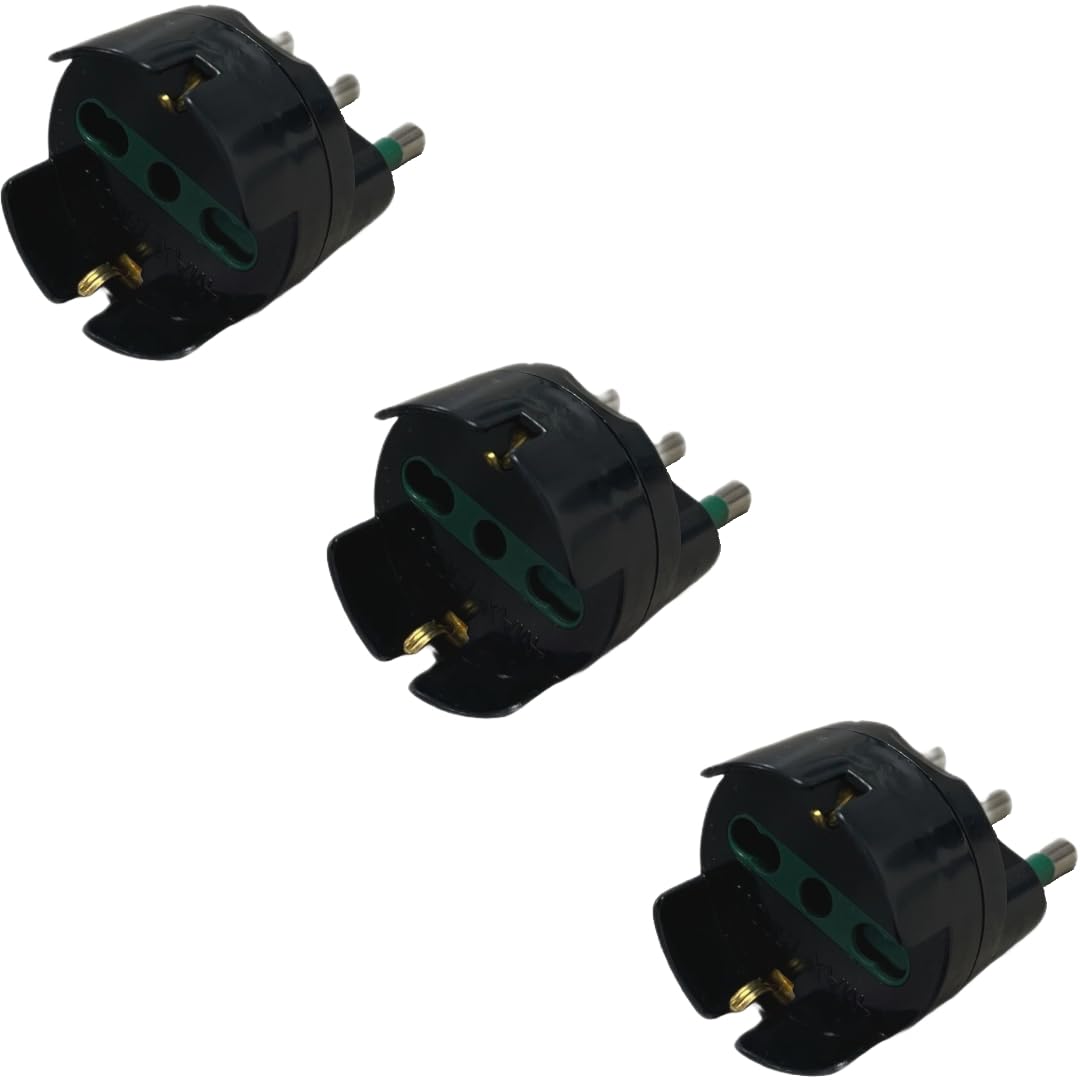 gloca Set 3 Adattatori Presa Schuko 10/16A Con Spina 16A Colore Nero Standard