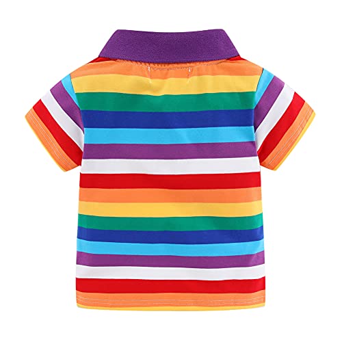 Mud Kingdom ZS0472LV110 Polo Shirt For Toddler Boys Short Sleeve Happy Halloween Colorful Rainbow Stripe Turn-Down Collar Summer Top 4T thumb #1