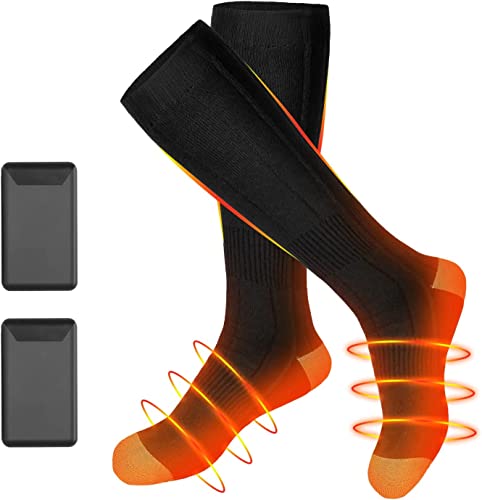 Calcetines Calefactables, 4000mAh Calcetines Eléctricos Recargables para Hombres y Mujeres, Calcetines Térmicos Eléctricos Lavables para Deportes de Invierno/al Aire Libre