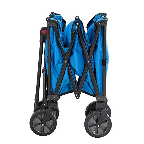 Sunjoy Odell Collapsible Folding Wagon Cart with Wheels, Blue