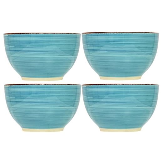 Royal Norfolk Turquoise Swirl Stoneware Bowls, 5½" - Set of 4 Bowls
