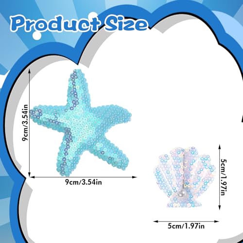 Set de 8 Pinzas para el Cabello con Conchas y Estrellas de Mar Brillantes, Accesorios para el Cabello de Sirena para Niñas miniatura 3