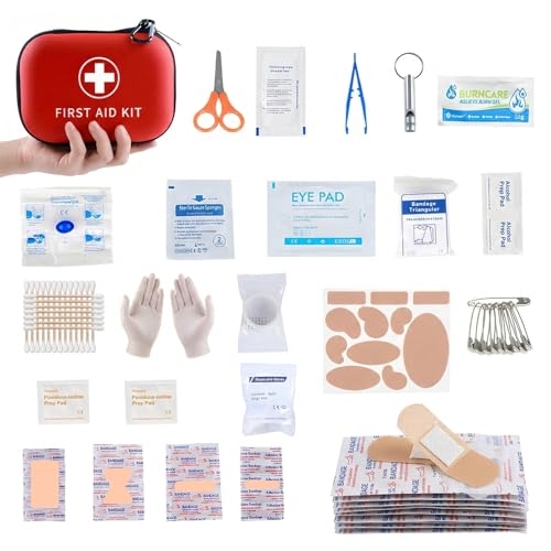 Carehabi Erste Hilfe Set Outdoor 2026, 114 Teile Verbandskasten Wasserdicht, First Aid Kit, Notfall Ausrüstung für Wandern, Camping, Fahrrad, Reise Mini Erste Hilfe Tasche