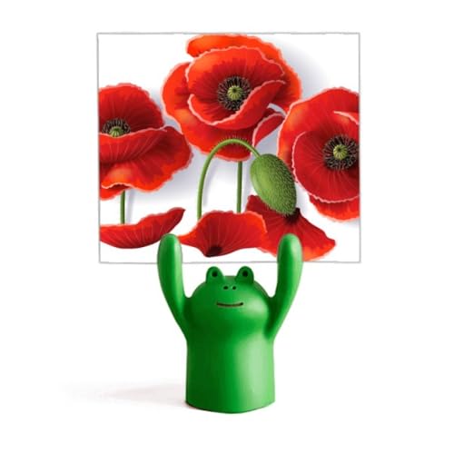 Support grenouille décoratif avec fleurs rouges et maïs pour maison