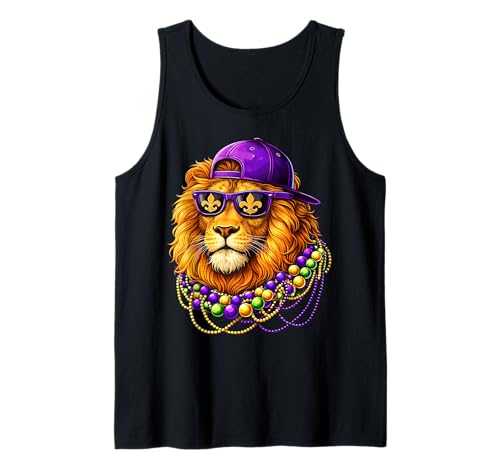 Mardi Gras Lion Funny Mardi Gras Occhiali da Sole Leone Costume Canotta