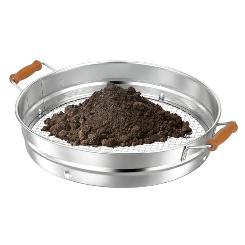 Stainless Steel Soil Sifter with Wood Handle - 14 Inch...