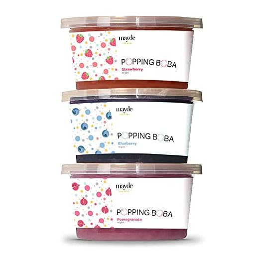 Mayde 3-Flavor Popping Boba Pearls Berry Blend Party Kit (3-Pack, 490 Grams)