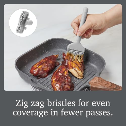 Image of Tovolo Silicone Basting Brush for Cooking and Pastry, Flex Core Oyster Gray Silicone Pastry Brush Oil Egg Wash Spreader, BBQ Sauce Marinade Meat Cooking Brush Heat Safe 600F Grilling Utensil