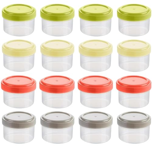 YouthLoxus 16pcs Sauce Pots, 60ml Reusable Small With Lids, Stackable Leak Proof Sauce Pots With Lids, Used For Storing Chili Powder, Salad Dressing, Jam, Etc. (4 Colors)