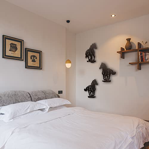 Waiu Metal Horse Wall Art Décor, Rustic Concise Western Horse Decoration Hanging For Living Room Bedroom Bathroom Indoor Outdoor, Modern Gift Wall Decor, Set Of 3 Brown #TOP2