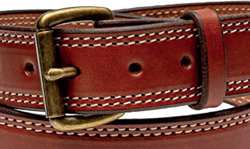 Handcrafted Double Stitched Bridle Leather Belt, 100% Solid Leather Belt, 1-1/2" Amish Made in Lancaster PA2