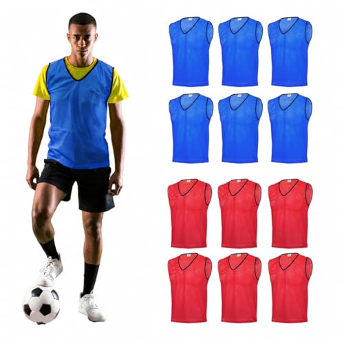 Image of GSi Sports Pinnies - Packs of 6 or 12 - Free Size - Mesh Training Vests for Soccer, Basketball - 6 Color Options