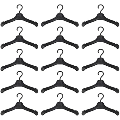 Tomaibaby 50Pcs Doll Clothes Hangers Doll Outfit Hanger Miniature Clothes Hanger Dollhouse Clothes Accessories ( Black ) Cover