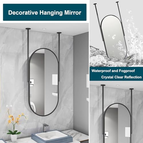 Miroir ovale suspendu de plafond pour coiffeuse lumineuse - 3