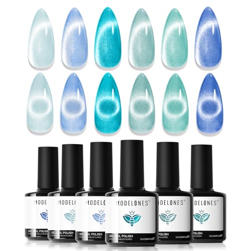 modelones Cat Eye Gel Nail Polish Set, 6 Colors Light