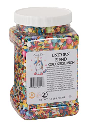 UNICORN BLEND CIRCUS EXPLOSION -Gluten-free,Egg Free,Nuts Free,Kosher,Sprinkle Medley Mix,For Baking,Decorating,Cookies,Cupcakes,Cakes,Topping,Jimmies,Large,Bulk
