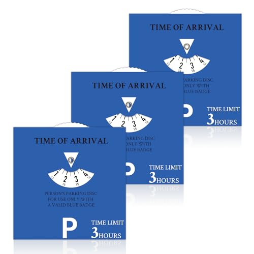 Pack of 3 Parking Timer Discs Blue Parking Permit Accessory Adjustable Time Indicator for Badge Holders Cars Vans Bikes