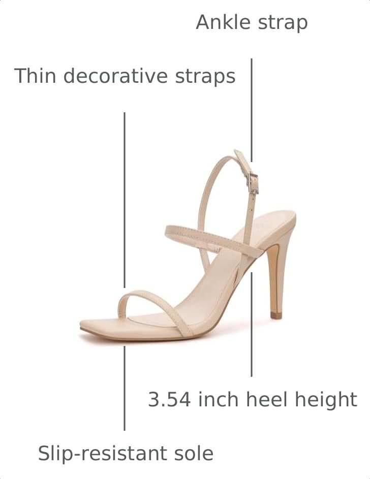 Image of Women's Strappy High Heeled Sandals Open Toe Ankle Strap heels Comfy Weddings Shoes