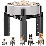 Aystkniet Dog Bowl Stand with Adjustable Height & Width, Anti-Slip Elevated Food Water Bowl Holder for Large Medium Small Dogs, Durable Raised Dog Feeder for Lifted Feeding, Only Stand Without Bowls