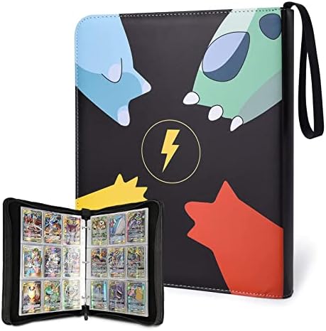 WAIZHIUA 9-Pocket Cards Holder Album 900 Pockets Trading Card Binder PU Leather Cards Holder Folder Binder with Zipper for Pokemon Yu-Gi-Oh Sports Game Cards, 50 Sheets