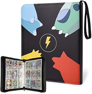 WAIZHIUA 9-Pocket Cards Holder Album 900 Pockets Trading Card Binder PU Leather Cards Holder Folder Binder with Zipper for Pokemon Yu-Gi-Oh Sports Game Cards, 50 Sheets
