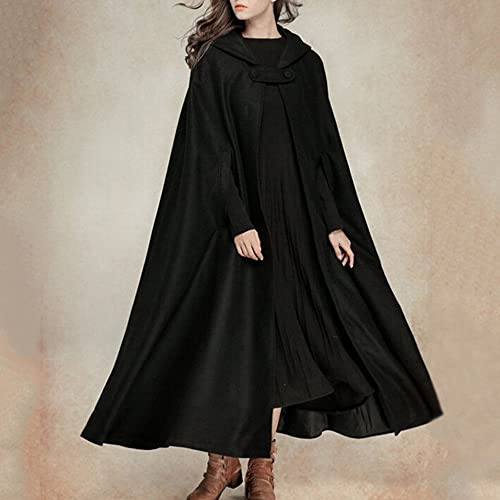 Casuais Mulheres Inverno Capa Com Man Com Capuz Botão Encerramento Longo Capa Cosplay Cosplay Outerw