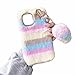 Miagon Coloré Peluche Fourrure Coque pour Samsung Galaxy A42 5G,Kawaii Étui de Protection Hiver Chaud Souple Poilu Doux Housse Cover avec Cœur Pendentif