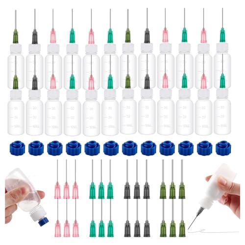 Louttary 60 botellas aplicadoras, 30 ml, botellas con cuentagotas comprimibles de plástico, botellas cuentagotas de aceite comprimibles para manualidades