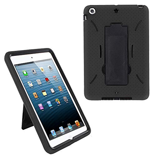 iPad Mini 7.9 Case by KIQ Shockproof Kids Drop Protection Heavy Duty Full-Body Screen Protector Kickstand for Apple iPad Mini 1st 2nd 3rd Gen 7.9-inch (Black/Black)