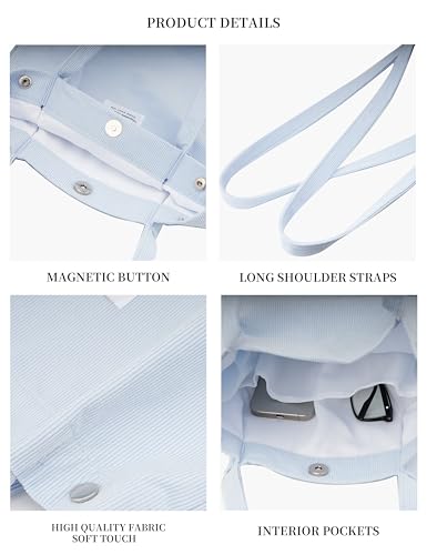 Image of Corduroy Tote Bag Cute Tote Bags for Women Shoulder Bag with Inner Pocket for Work Beach Travel and Shopping Grocery