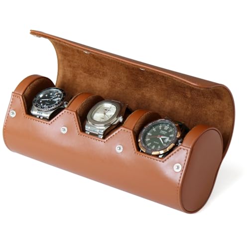 Besforu watch box organizer for mens watch case travel roll Portable 3 Watch Display Storage with...
