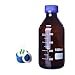 DONLAB MBX-2504 Glass 250ml Amber Brown Round Media Storage Bottle Reagent Bottle with Screw PTFE 4-Hole Mobile Phase Cap GL45
