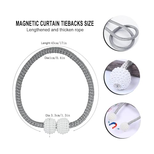 Image of TIED RIBBONS Set of 2 Handmade Magnetic Curtain Tiebacks Magnetic (Grey, 17 Inch) - Curtain Tie Backs Rope Outdoor Treatment Holdbacks Curtain Holders for Drapes Window Sheer Drapes Outdoor Indoor