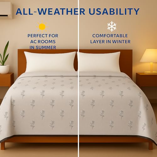 Image of Danip 100% Cotton Reversible AC Dohar Blanket, Throw - Printed Soft, Skin-Friendly, Lightweight & Ideal for All-Weather - 3 Layered Single Bed Dohar for AC Rooms (56 x 88 Inches) - Purple & Geometry