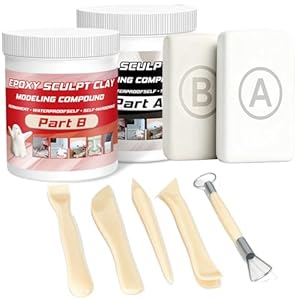 Arcilla epoxi para esculpir, modelo de auto-endurecimiento, arcilla epoxi para esculpir mágica, masilla epoxi A&B de 2 partes, compuesto de modelado arcillas para esculpir, modelar, reparar, llenar