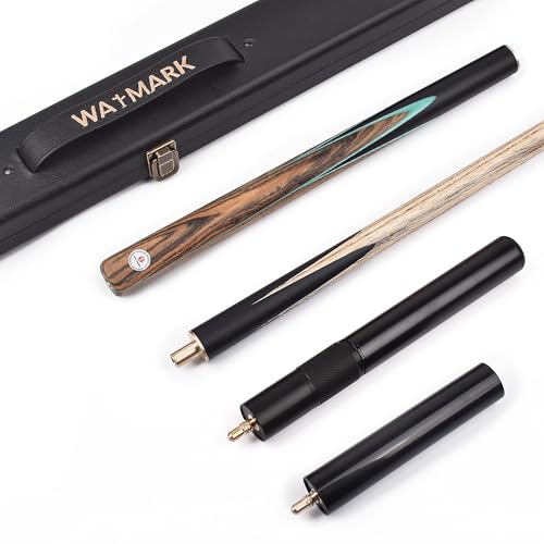 WAYMARK Snooker Cue Set Ebony Goiabao POUTERIA PACHYCARPA Pool Cue Set Handmade 57 inches 18.5oz 9.5mm Snooker Cue Tip with Pool Cue Accessoriess 3/4 Snooker Cue Case Snooker Cues Extension Glove
