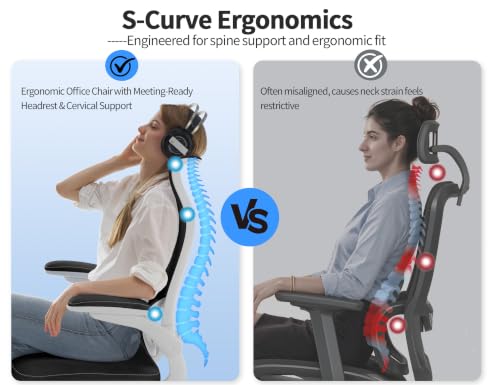 Image of TRALT Office Chair Ergonomic Desk Chair - Gaming Chair with Lumbar Support | 330 LBS Home Office Desk Chairs , Reading Chair with Flip-up Armrests, Comfortable Computer Chairs (1, White Black)